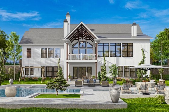 Exterior - Rear Elevation 1 for Craftsman House Plan #54-585 - 3 bed, 3.5 bath