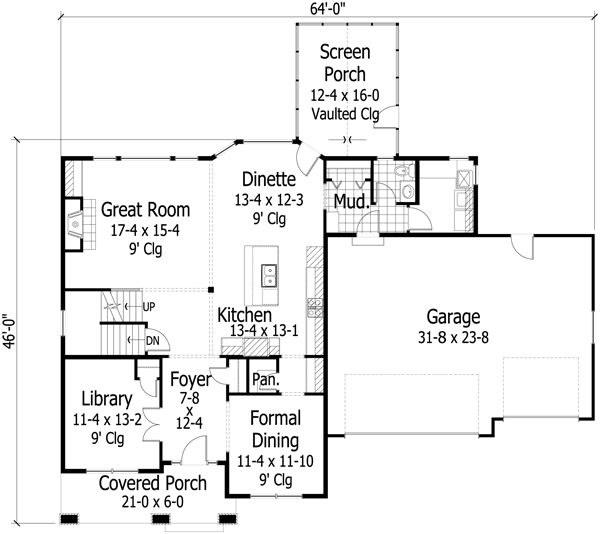 Craftsman Floor Plan - Main Floor Plan #51-495