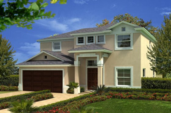 Exterior - Front Elevation for Mediterranean House Plan #420-286 - 3 bed, 2.5 bath