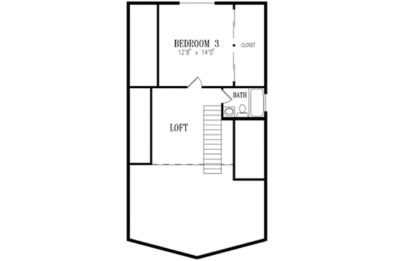 Floor Plan - Upper Floor for Cottage House Plan #1-275 - 3 bed, 2 bath