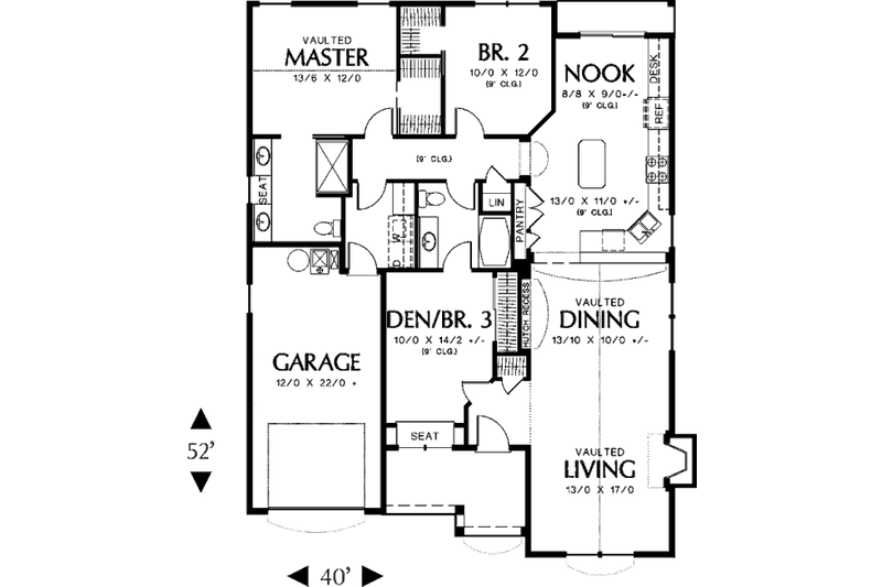 Home Plan - Floor Plan - Main Floor for Traditional House Plan #48-280 - 3 bed, 2 bath