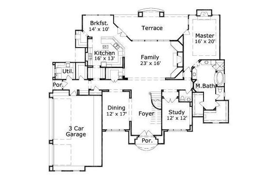 Floor Plan - Main Floor for European House Plan #411-619 - 4 bed, 4.5 bath