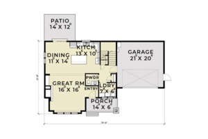 Floor Plan - Main Floor for Farmhouse House Plan #1070-1 - 3 bed, 2.5 bath