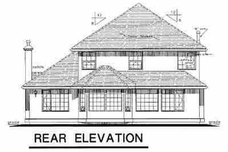 House Blueprint - Exterior - Rear Elevation for European House Plan #18-244 - 3 bed, 2.5 bath