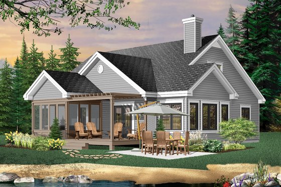 Exterior - Rear Elevation 1 for Traditional House Plan #23-716 - 3 bed, 2.5 bath