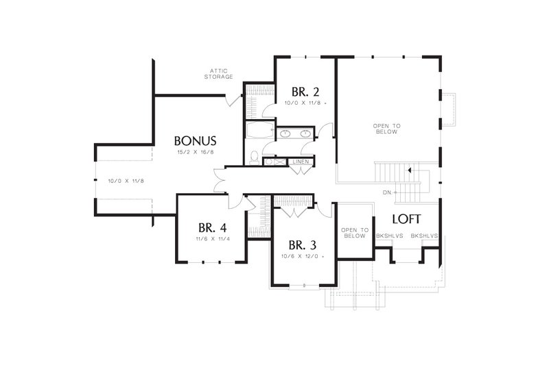 Architectural House Design - Floor Plan - Upper Floor for Craftsman House Plan #48-632 - 5 bed, 2.5 bath
