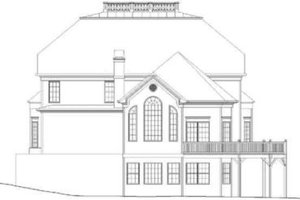 Exterior - Rear Elevation for European House Plan #119-134 - 5 bed, 5 bath