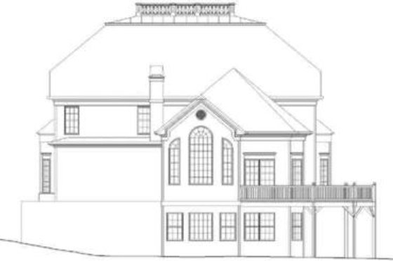 Exterior - Rear Elevation for European House Plan #119-134 - 5 bed, 5 bath