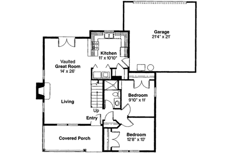 House Plan Design - Floor Plan - Main Floor for Farmhouse House Plan #124-308 - 3 bed, 2 bath