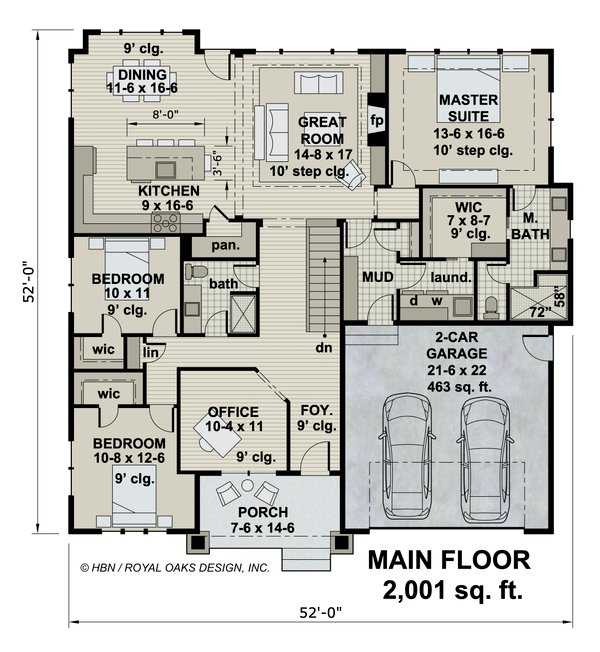 House Plan Design - Craftsman Floor Plan - Main Floor Plan #51-1184