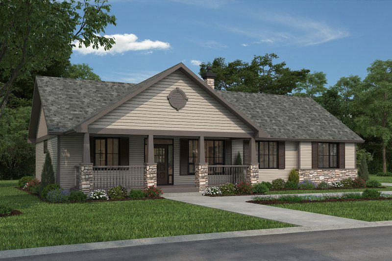 Dream House Plan - Exterior - Front Elevation 5 for Ranch House Plan #18-9546 - 3 bed, 2 bath