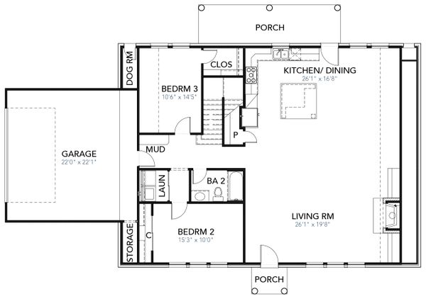 House Plan Design - Cabin Floor Plan - Main Floor Plan #80-204