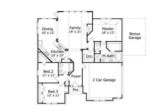 Floor Plan - Main Floor for European House Plan #411-474 - 3 bed, 2 bath