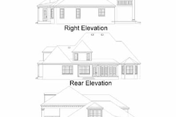 Exterior - Rear Elevation for Southern House Plan #81-1287 - 4 bed, 4 bath