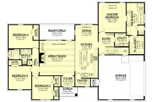 Floor Plan - Main Floor for Traditional House Plan #430-228 - 4 bed, 2 bath