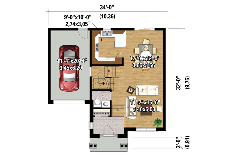 Dream House Plan - Floor Plan - Main Floor 1 for Traditional House Plan #25-4423 - 3 bed, 1 bath