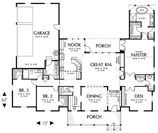Home Plan - Colonial Floor Plan - Main Floor Plan #48-422