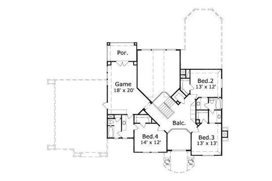 Floor Plan - Upper Floor for Mediterranean House Plan #411-237 - 4 bed, 3 bath