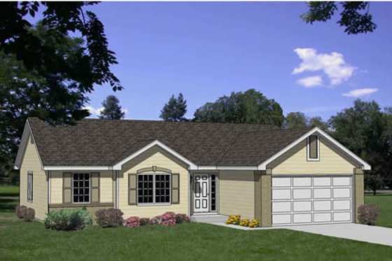 Exterior - Front Elevation for Ranch House Plan #116-173 - 3 bed, 2 bath