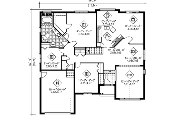 Floor Plan - Main Floor for Traditional House Plan #25-4124 - 3 bed, 1 bath