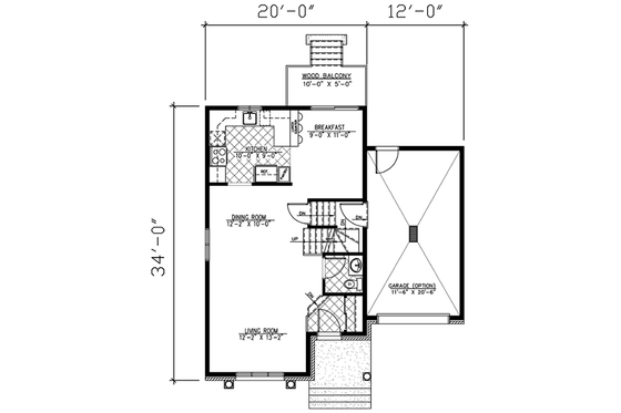 Floor Plan - Main Floor for Colonial House Plan #138-189 - 3 bed, 1.5 bath