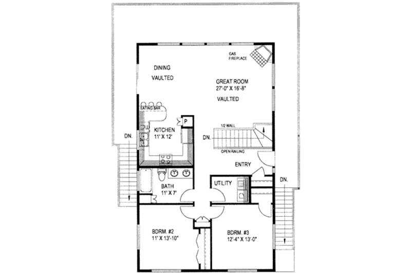 Home Plan - Floor Plan - Main Floor for Modern House Plan #117-209 - 3 bed, 2 bath