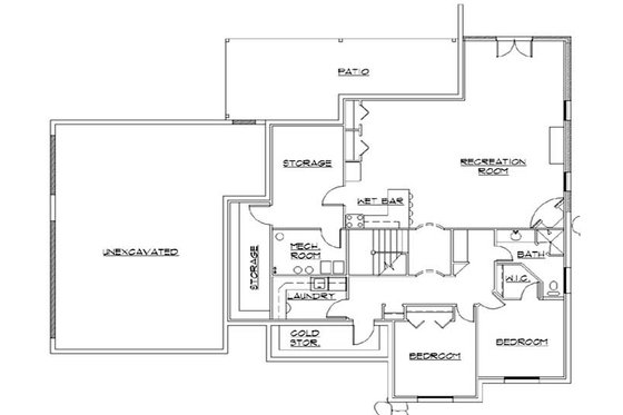 Floor Plan - Lower Floor for Traditional House Plan #5-261 - 5 bed, 4 bath