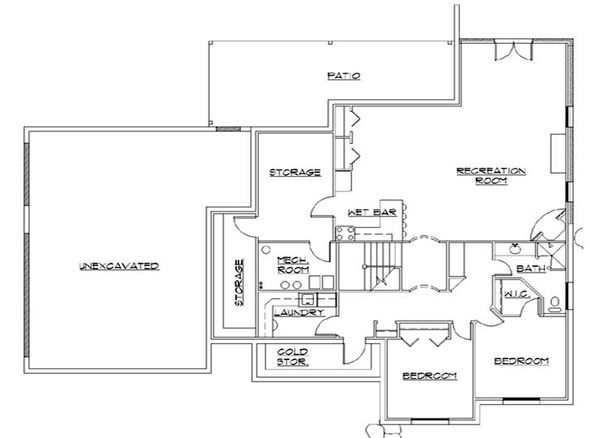 Architectural House Design - Traditional Floor Plan - Lower Floor Plan #5-261