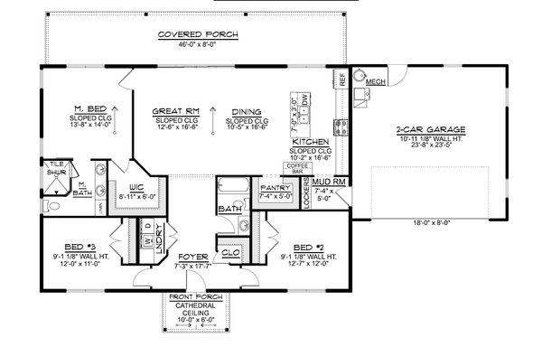 Architectural House Design - Floor Plan - Main Floor for Contemporary House Plan #1064-504 - 3 bed, 2 bath