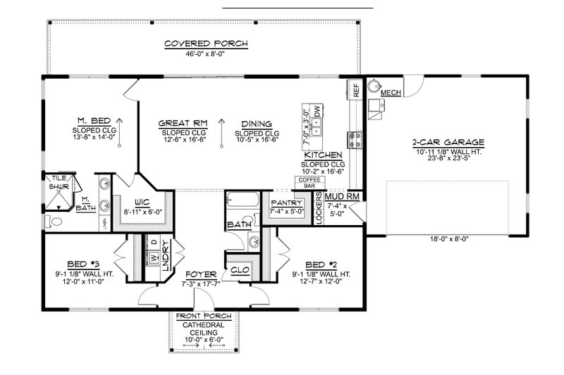 Architectural House Design - Floor Plan - Main Floor for Contemporary House Plan #1064-504 - 3 bed, 2 bath