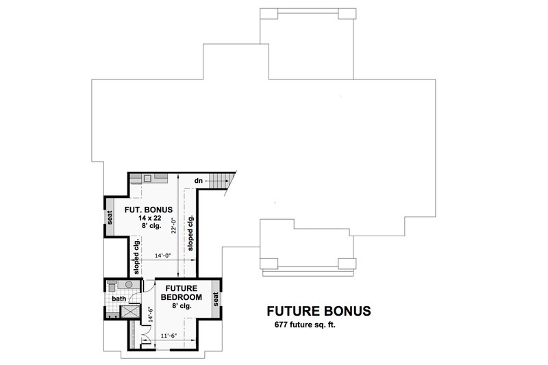 House Blueprint - Floor Plan - Upper Floor for Cottage House Plan #51-568 - 4 bed, 3 bath