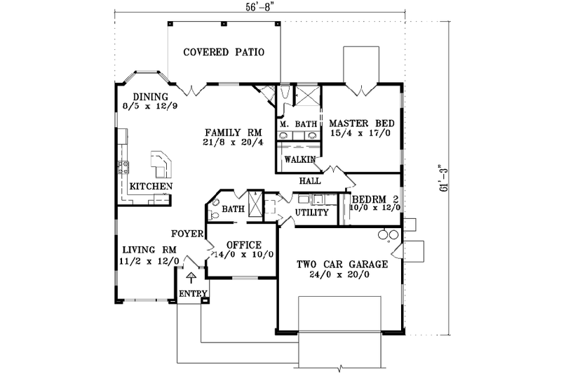 Home Plan - Floor Plan - Main Floor House Plan #1-1389 - 3 bed, 2 bath