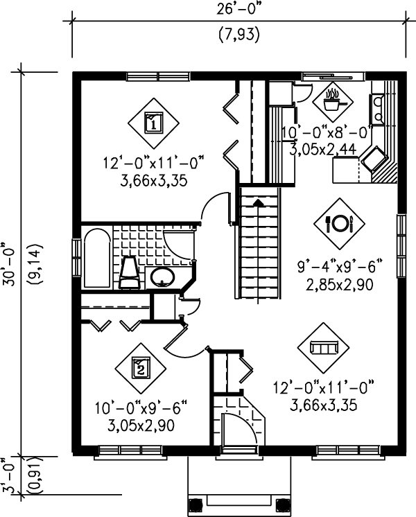 Cottage Floor Plan - Main Floor Plan #25-103