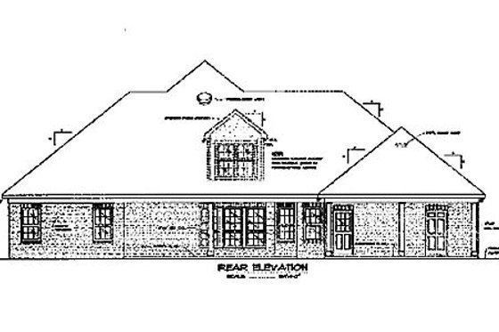 Exterior - Rear Elevation for Southern House Plan #37-194 - 3 bed, 2 bath