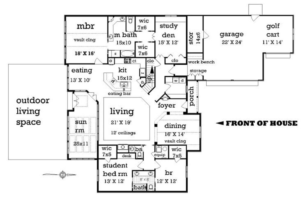 Craftsman Style House Plan - 4 Beds 2.5 Baths 2500 Sq/Ft Plan #45-369