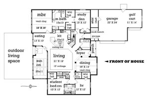 Country house plan with Craftsman details, floor plan