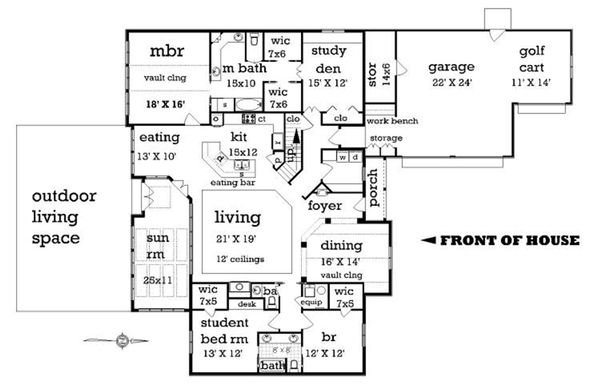 Architectural House Design - Country house plan with Craftsman details, floor plan