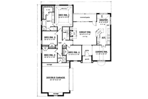Floor Plan - Main Floor for European House Plan #42-130 - 3 bed, 2 bath