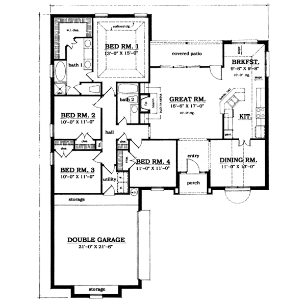 European Floor Plan - Main Floor Plan #42-130