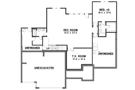 Floor Plan - Lower Floor for Traditional House Plan #67-867 - 3 bed, 4.5 bath