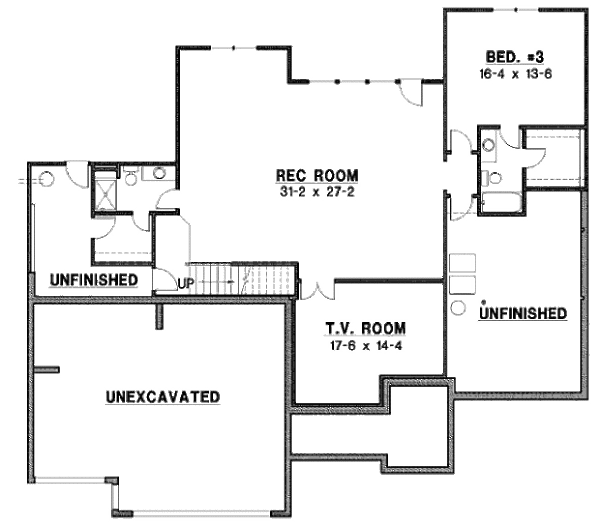Traditional Floor Plan - Lower Floor Plan #67-867