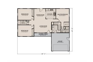 Floor Plan - Main Floor for Ranch House Plan #1082-7 - 3 bed, 2 bath