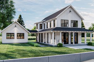 Exterior - Rear Elevation for Farmhouse House Plan #455-208 - 2 bed, 2 bath