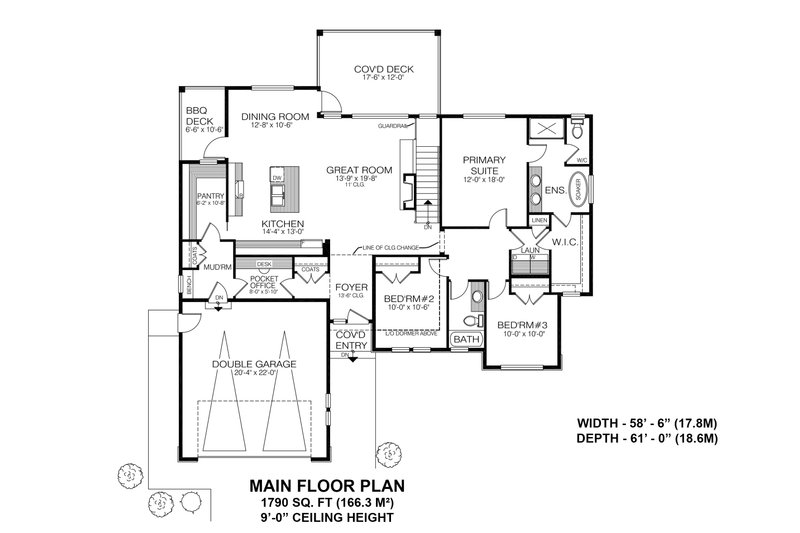 Dream House Plan - Floor Plan - Main Floor for Farmhouse House Plan #1100-74 - 3 bed, 2 bath