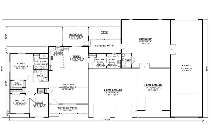 Architectural House Design - Floor Plan - Main Floor for Ranch House Plan #1064-173 - 3 bed, 2.5 bath
