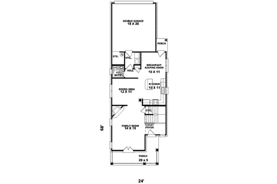 Floor Plan - Main Floor for Southern House Plan #81-464 - 3 bed, 2.5 bath