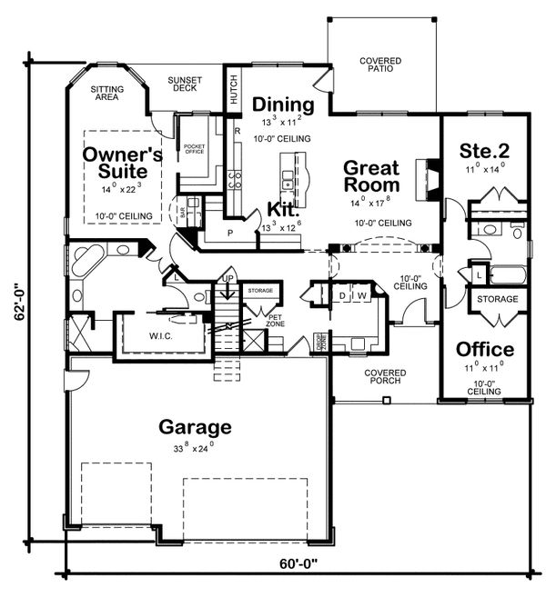 Architectural House Design - Craftsman Floor Plan - Main Floor Plan #20-2080