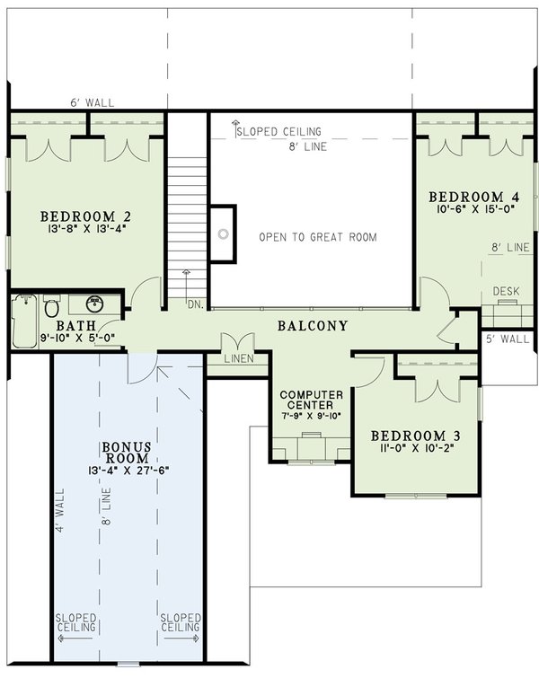 Craftsman Floor Plan - Upper Floor Plan #17-2131