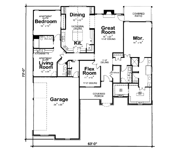 Home Plan - Craftsman Floor Plan - Main Floor Plan #20-2131