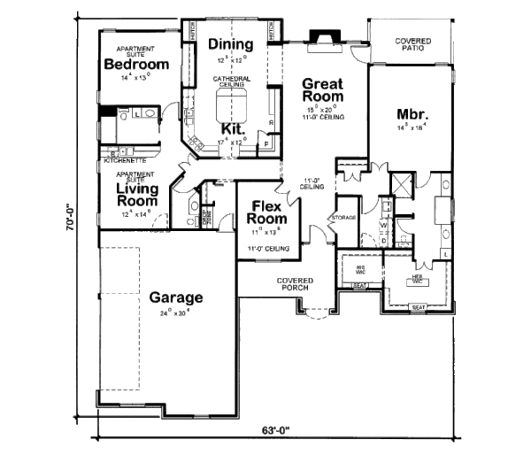 Dream House Plan - Craftsman Floor Plan - Main Floor Plan #20-2131